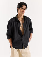 Load image into Gallery viewer, Black Linen Cropped Shirt
