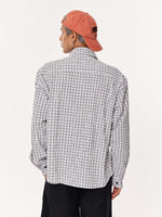 Load image into Gallery viewer, Black &amp; White Seersucker Oversized Cropped Shirt