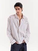 Load image into Gallery viewer, Black &amp; White Striped Cropped Poplin Shirt