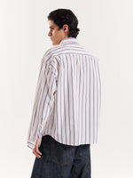 Load image into Gallery viewer, Black &amp; White Striped Cropped Poplin Shirt