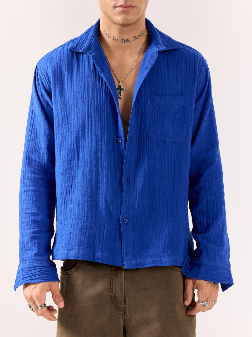 Royal Blue Gauze Holiday Shirt (Pre-order)