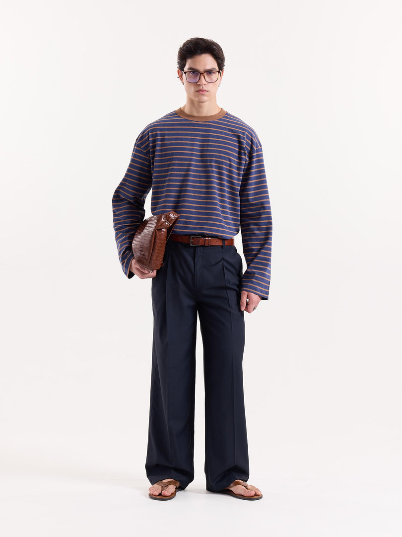 Blue Baggy Fit Trousers