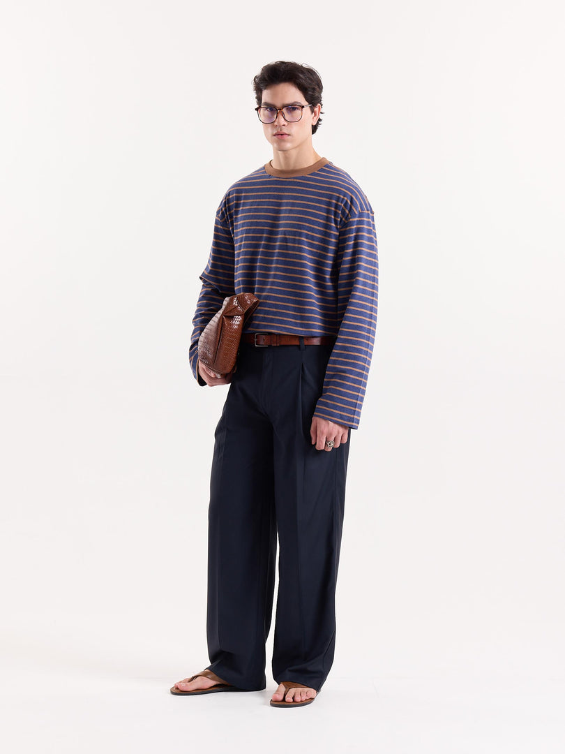 Blue Baggy Fit Trousers