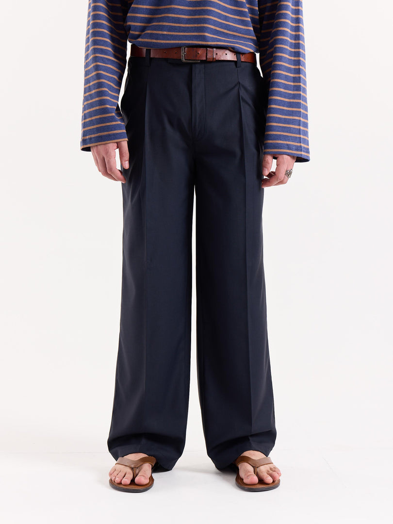 Blue Baggy Fit Trousers