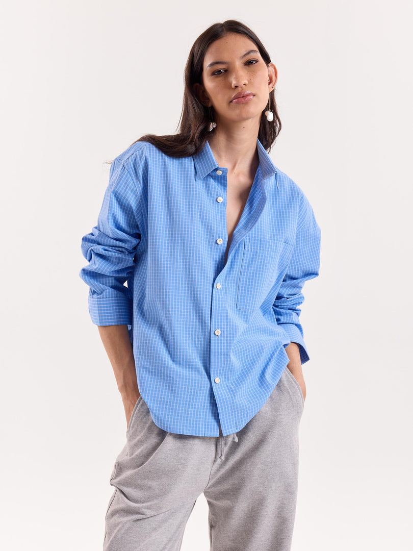 Blue Box Checkered Cropped Shirt