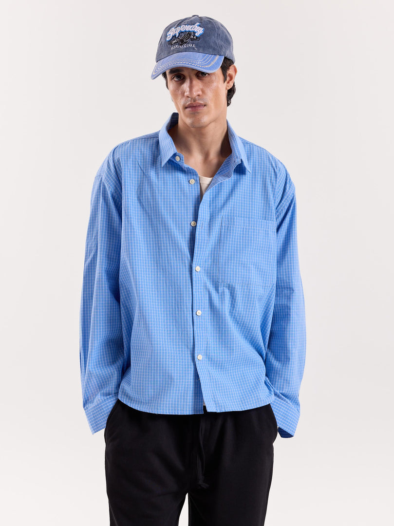 Blue Box Checkered Cropped Shirt