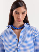 Load image into Gallery viewer, Blue Gingham Cropped Shirt