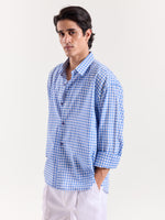 Load image into Gallery viewer, Blue Gingham Cropped Shirt