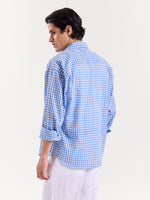 Load image into Gallery viewer, Blue Gingham Cropped Shirt