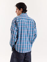 Load image into Gallery viewer, Blue Green &amp; White Checkered Cropped Poplin Shirt