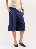 Load image into Gallery viewer, Blue Pinstriped Trouser Shorts