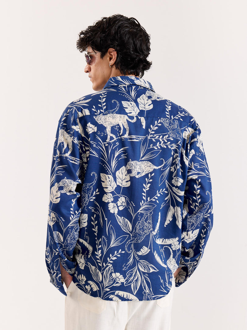 Blue Safari Printed Shirt