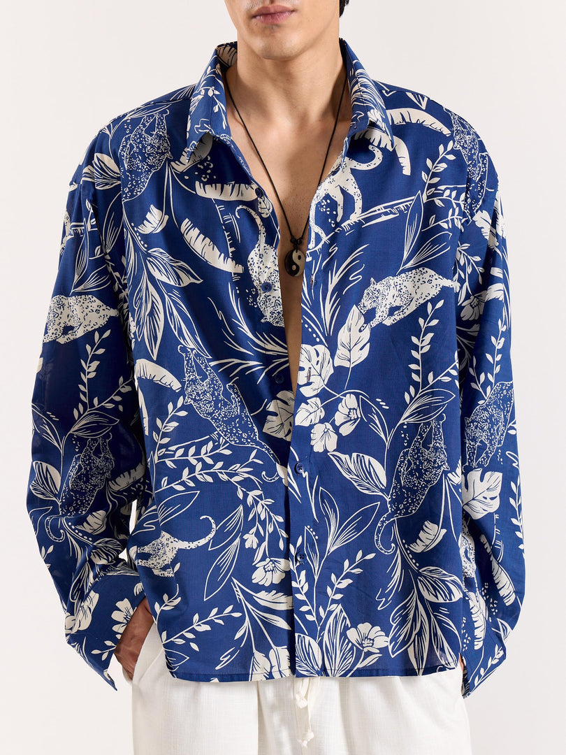 Blue Safari Printed Shirt