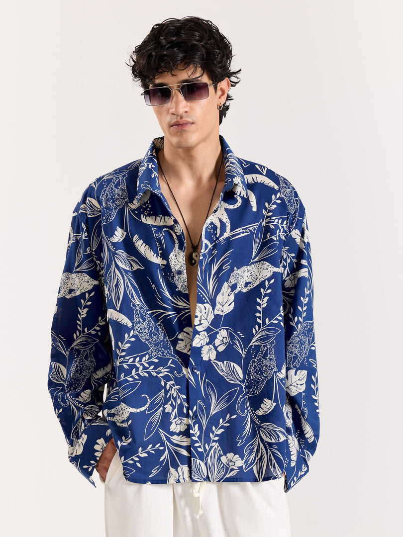 Blue Safari Printed Shirt