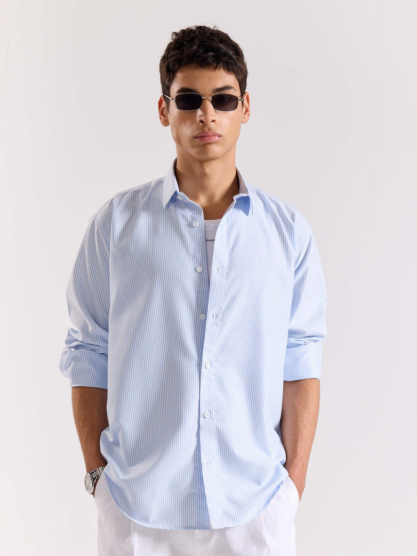 Relaxed Fit Blue Striped Shirt