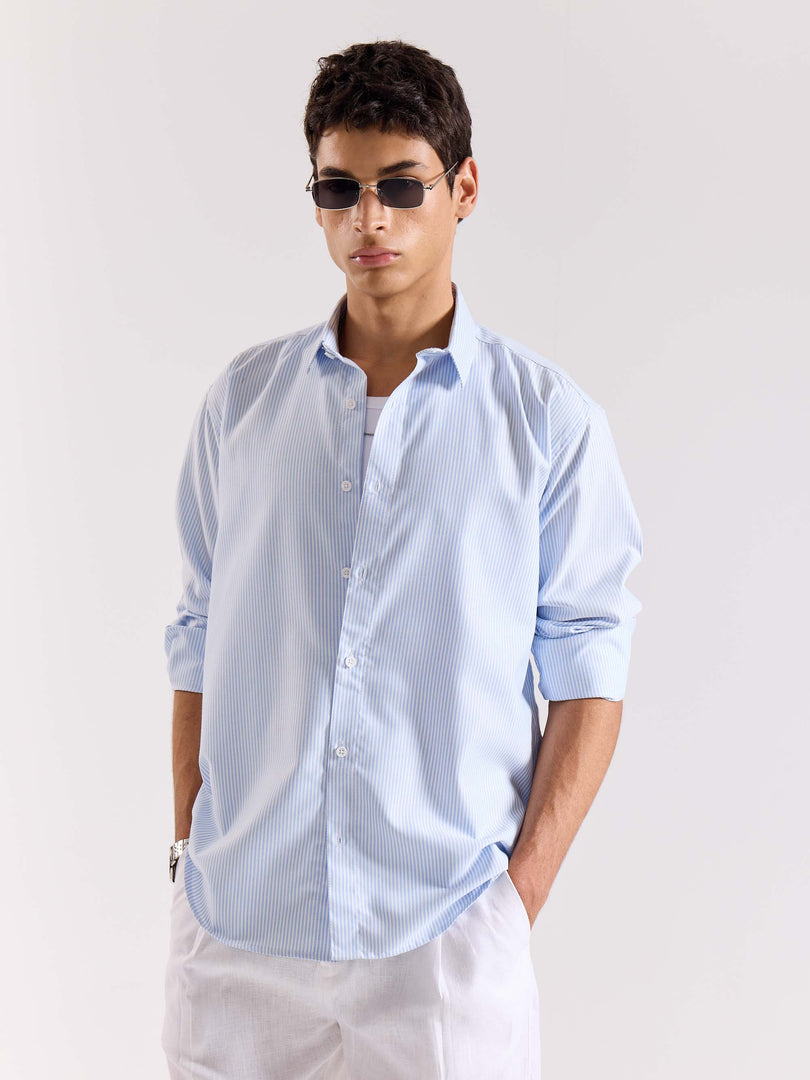 Relaxed Fit Blue Striped Shirt