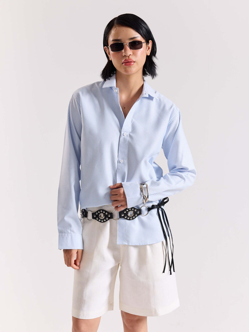 Relaxed Fit Blue Striped Shirt