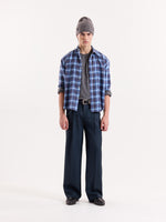 Load image into Gallery viewer, Blue Textured Baggy Fit Trousers