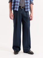 Load image into Gallery viewer, Blue Textured Baggy Fit Trousers