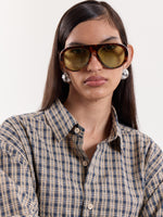 Load image into Gallery viewer, Blue &amp; Beige Checkered Cropped Shirt