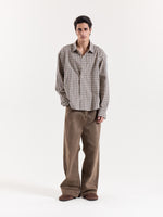 Load image into Gallery viewer, Blue &amp; Beige Checkered Cropped Shirt