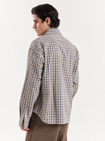 Load image into Gallery viewer, Blue &amp; Beige Checkered Cropped Shirt