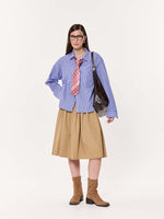 Load image into Gallery viewer, Blue &amp; Black Striped Oversized Cropped Shirt