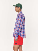 Load image into Gallery viewer, Blue &amp; Red Madras Checkered Oversized Cropped Shirt