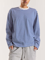 Load image into Gallery viewer, Blue Striped Loose Fit Cropped T-Shirt