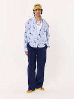 Load image into Gallery viewer, Blueberry Gingham Printed Cropped Shirt