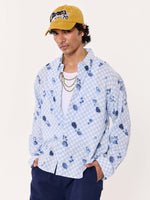 Load image into Gallery viewer, Blueberry Gingham Printed Cropped Shirt