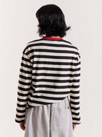 Load image into Gallery viewer, Bold Black &amp; White Striped Loose Fit Cropped T-Shirt