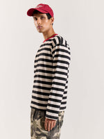 Load image into Gallery viewer, Bold Black &amp; White Striped Loose Fit Cropped T-Shirt