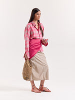 Load image into Gallery viewer, Bright Pink Checkered Cropped Shirt