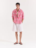 Load image into Gallery viewer, Bright Pink Checkered Cropped Shirt