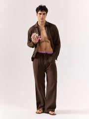 Dark Brown Gauze Holiday Shirt