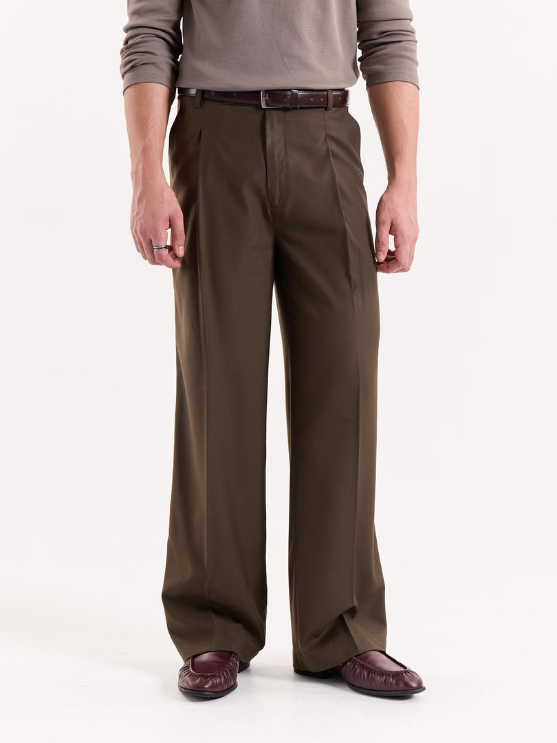 Brown Baggy Fit Trousers