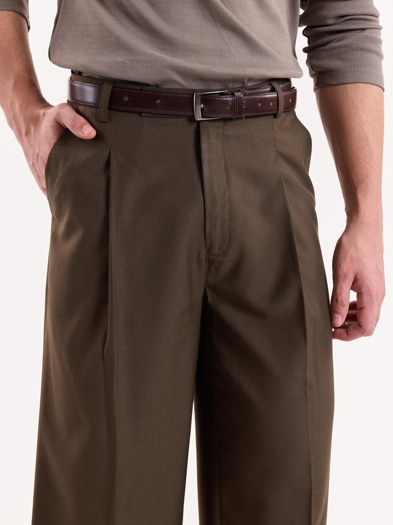 Brown Baggy Fit Trousers