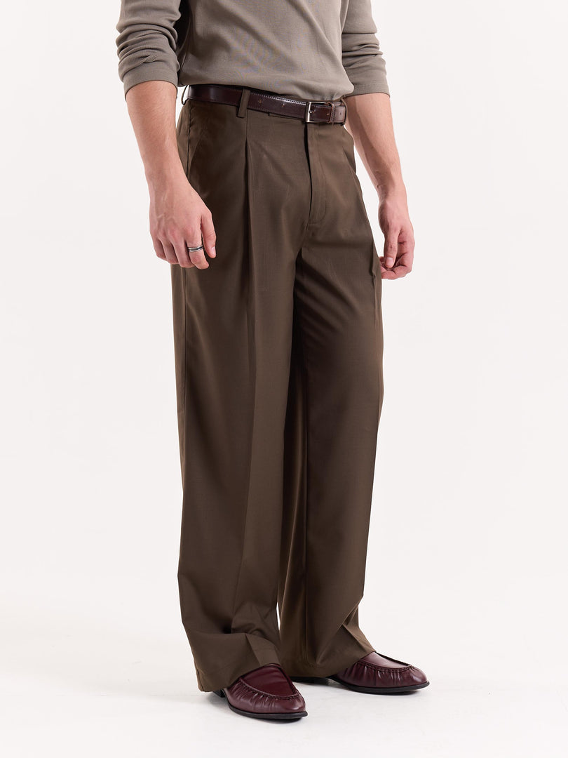 Brown Baggy Fit Trousers