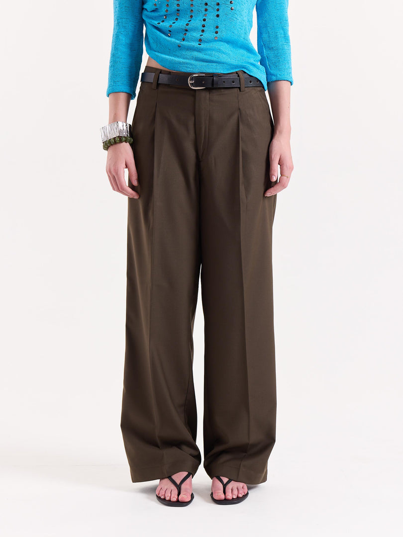 Brown Baggy Fit Trousers