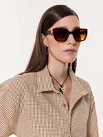 Load image into Gallery viewer, Brown Gingham Oversized Cropped Shirt