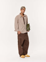 Load image into Gallery viewer, Brown Gingham Oversized Cropped Shirt