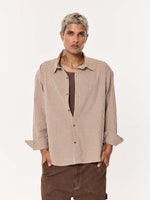 Load image into Gallery viewer, Brown Gingham Oversized Cropped Shirt