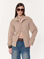 Load image into Gallery viewer, Brown Gingham Oversized Cropped Shirt