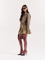Load image into Gallery viewer, Brown Houndstooth Cropped Shirt