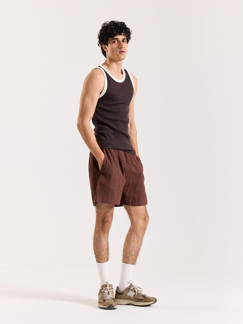 Brown Textured Shorts (Pre-order)