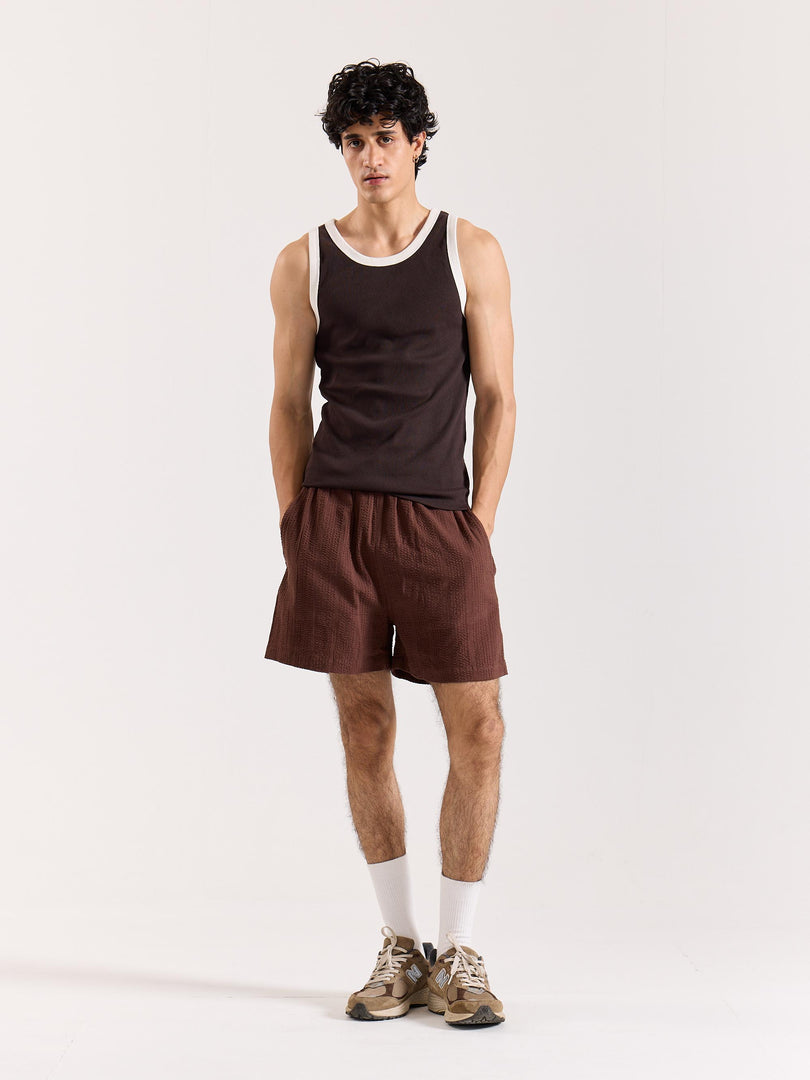 Brown Textured Shorts (Pre-order)