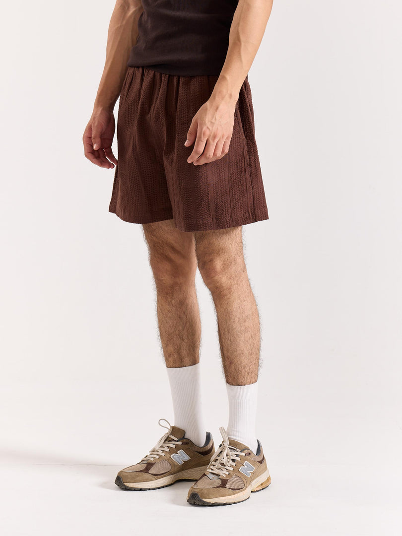 Brown Textured Shorts (Pre-order)