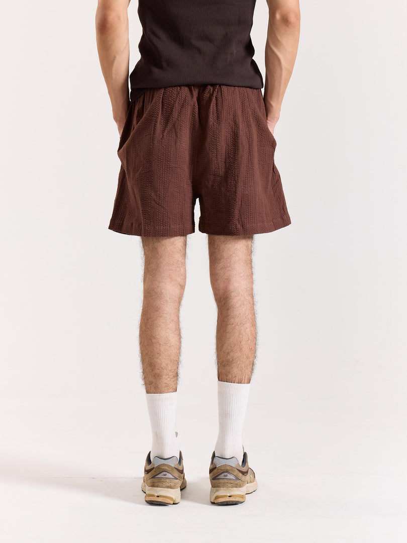 Brown Textured Shorts (Pre-order)