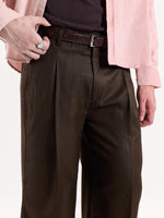 Load image into Gallery viewer, Brown Textured Baggy Fit Trousers